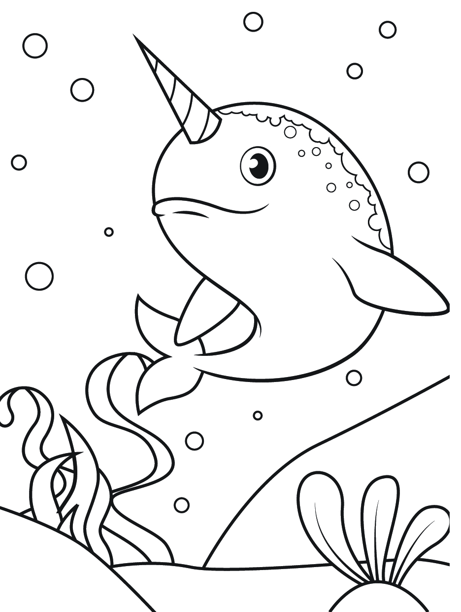 Fantastic Narwhal Coloring Pages Printable 5