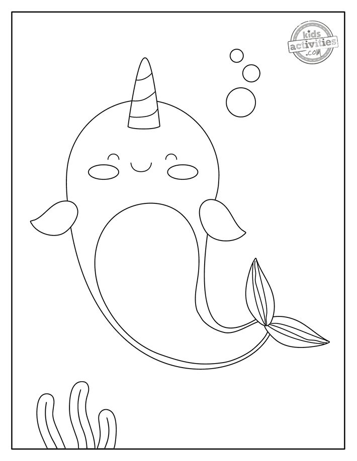 Fantastic Narwhal Coloring Pages Printable 7