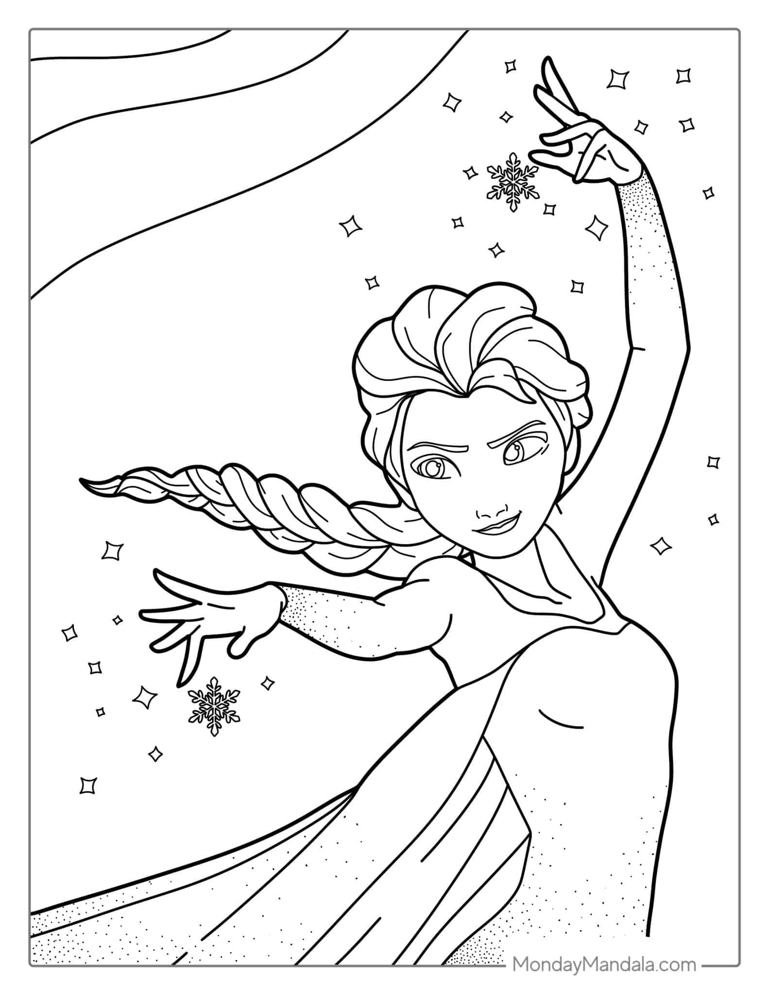 Magical Elsa Coloring Pages Printable 1