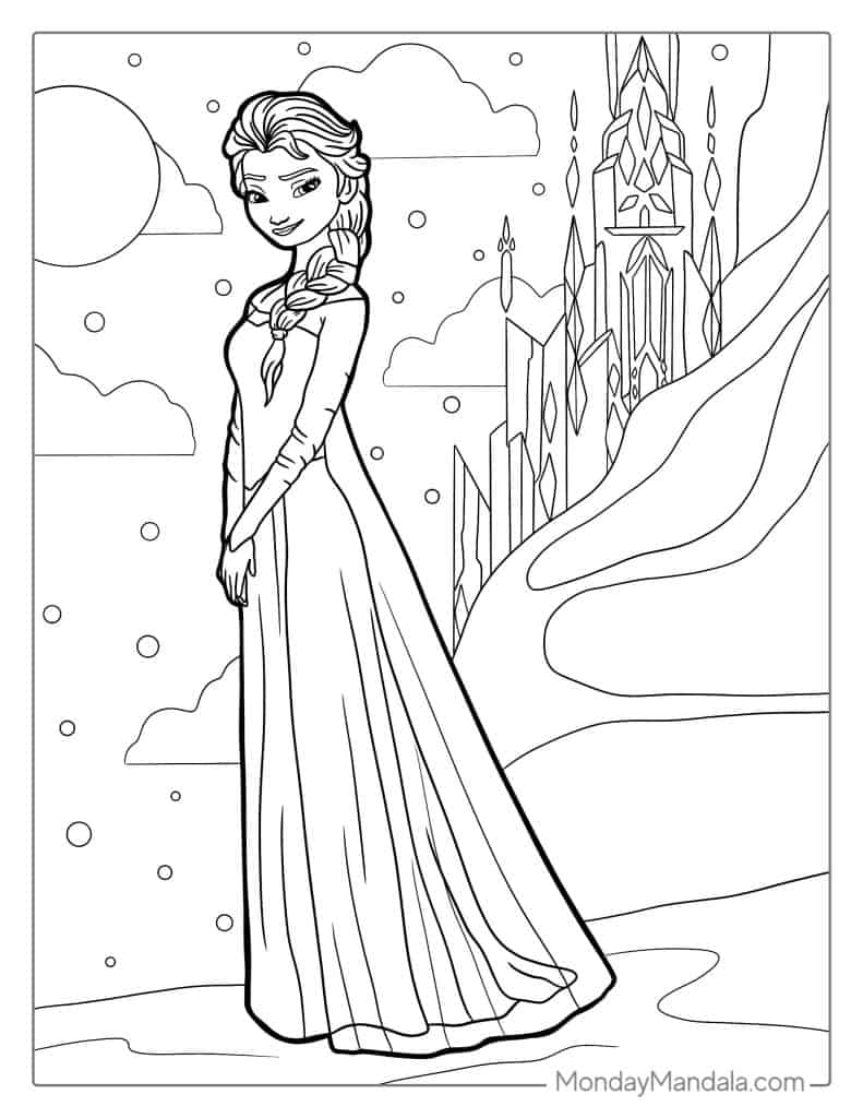 Magical Elsa Coloring Pages Printable 22