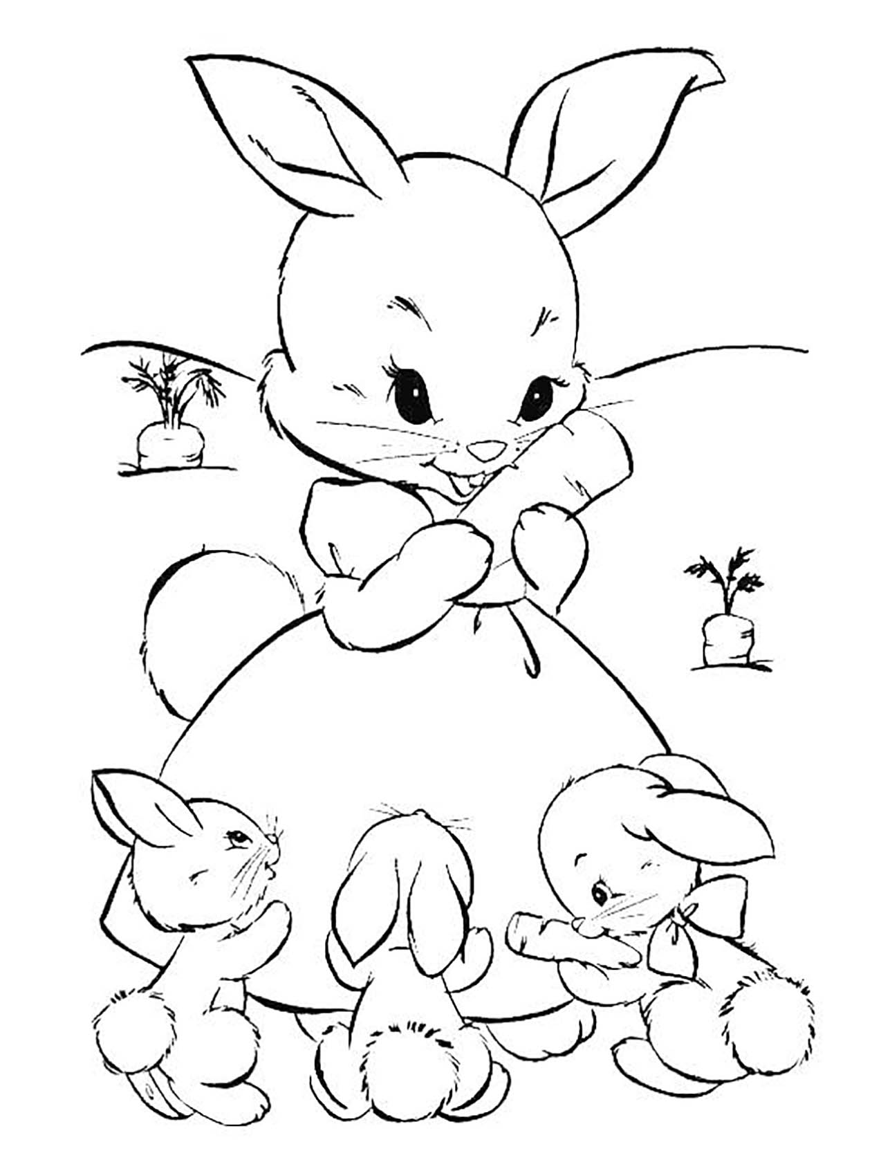 Playful Rabbit Coloring Pages Printable 13