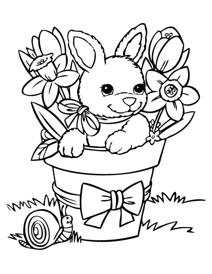 Playful Rabbit Coloring Pages Printable 15