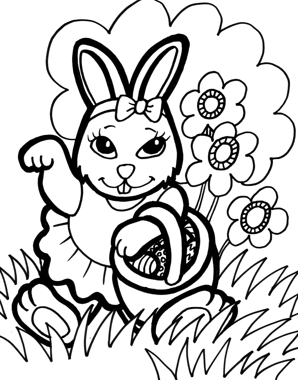 Playful Rabbit Coloring Pages Printable 2