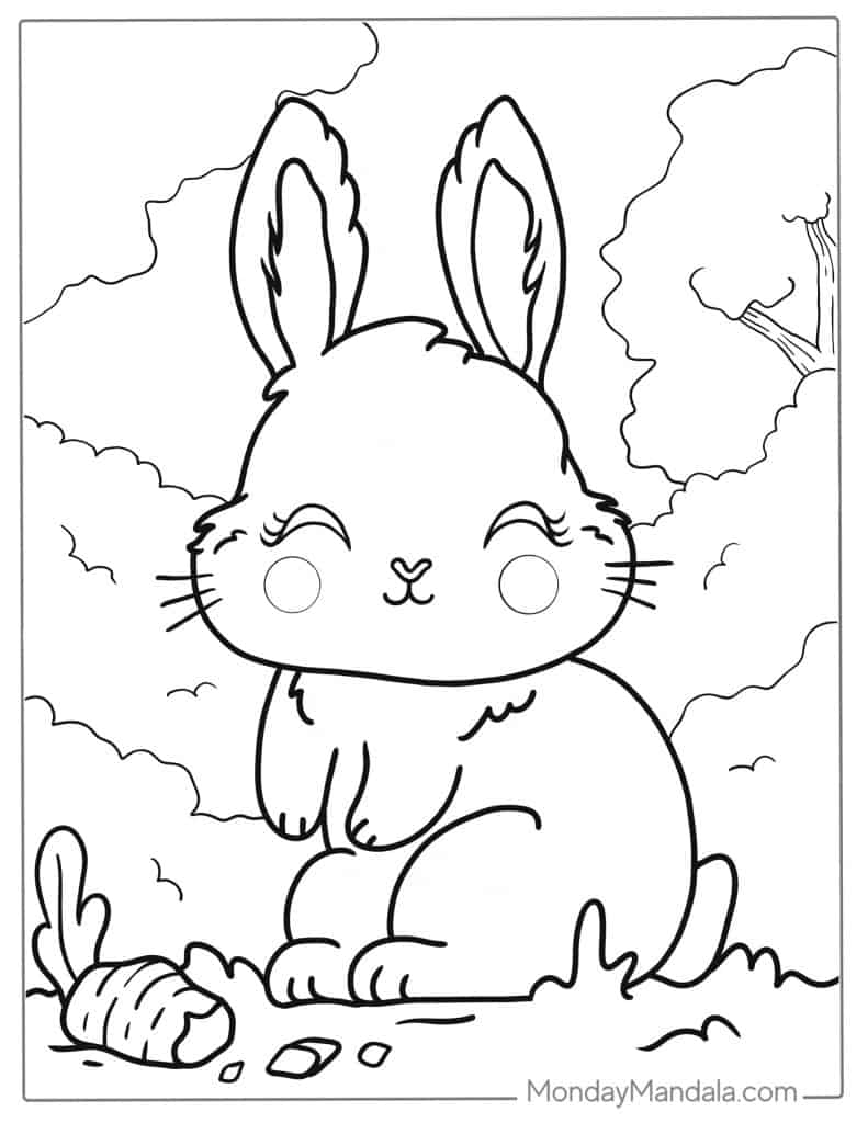 Playful Rabbit Coloring Pages Printable 30