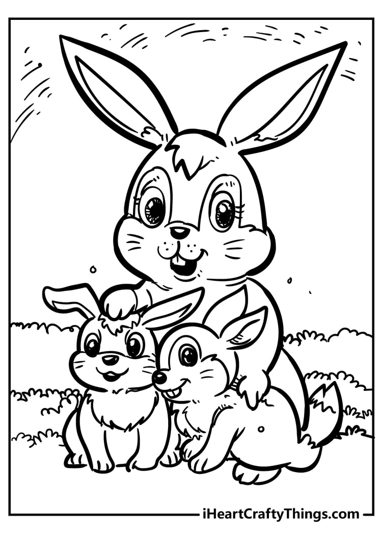 Playful Rabbit Coloring Pages Printable 4