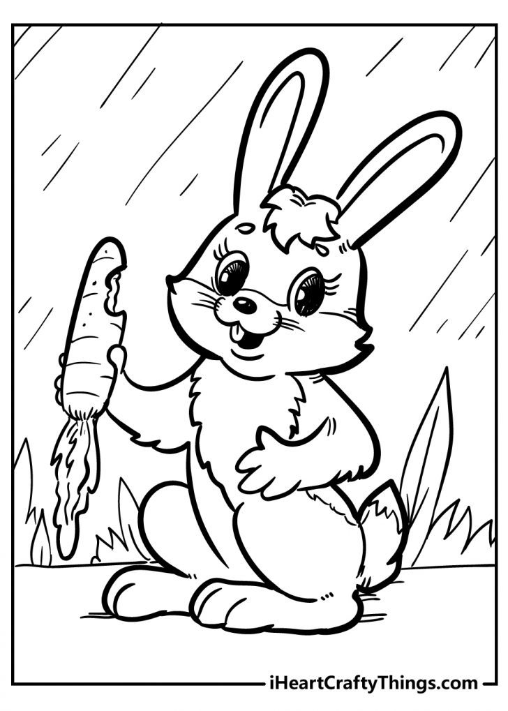 Playful Rabbit Coloring Pages Printable 6