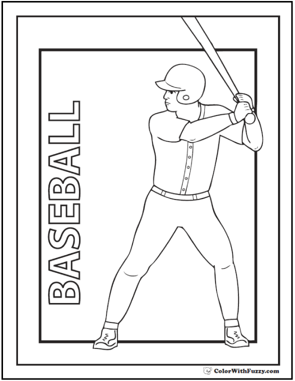 Sporty Baseball Coloring Pages Printable 18