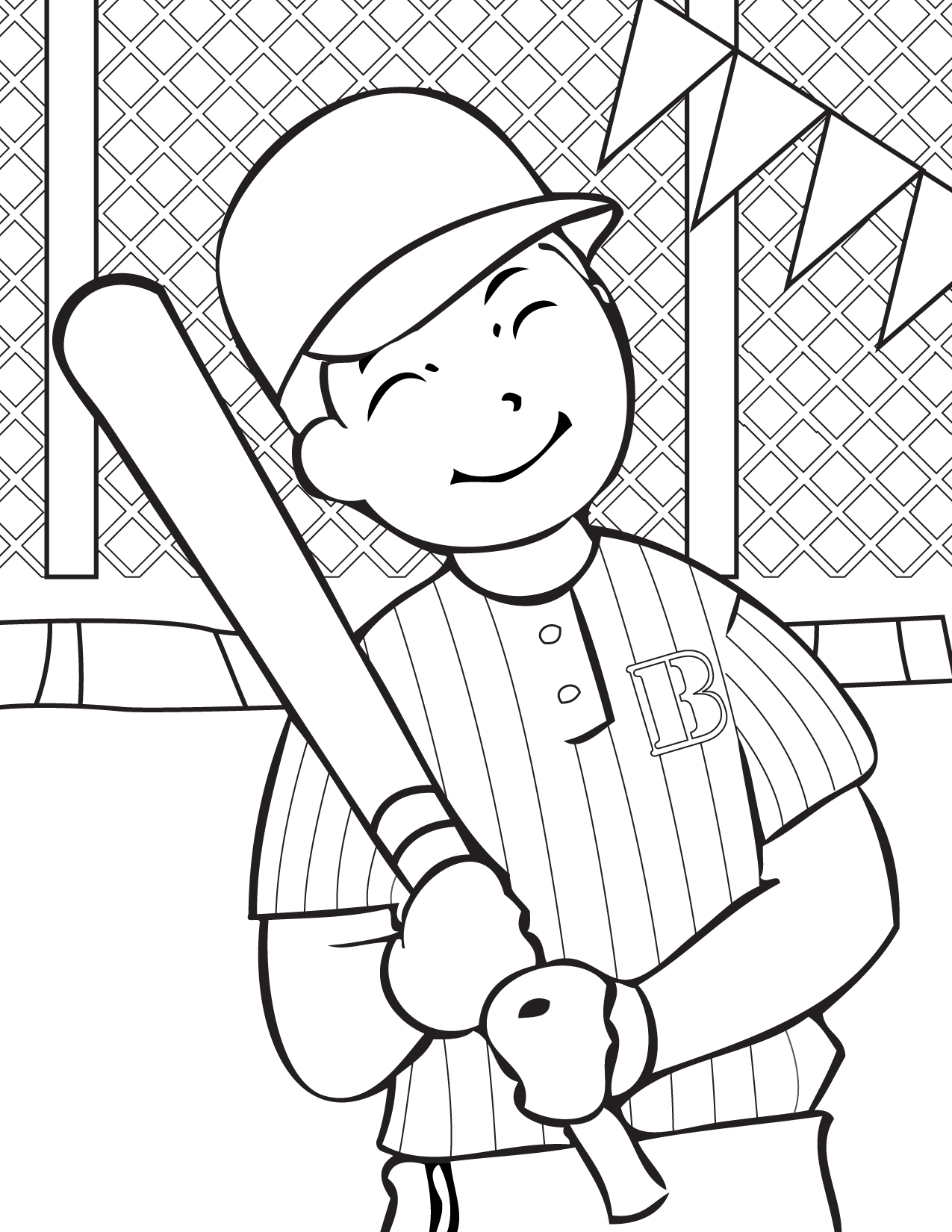 Sporty Baseball Coloring Pages Printable 25