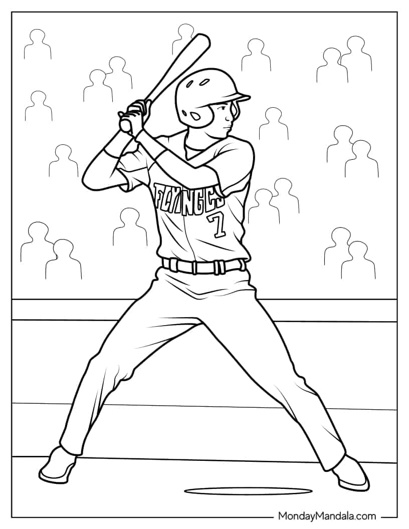 Sporty Baseball Coloring Pages Printable 27