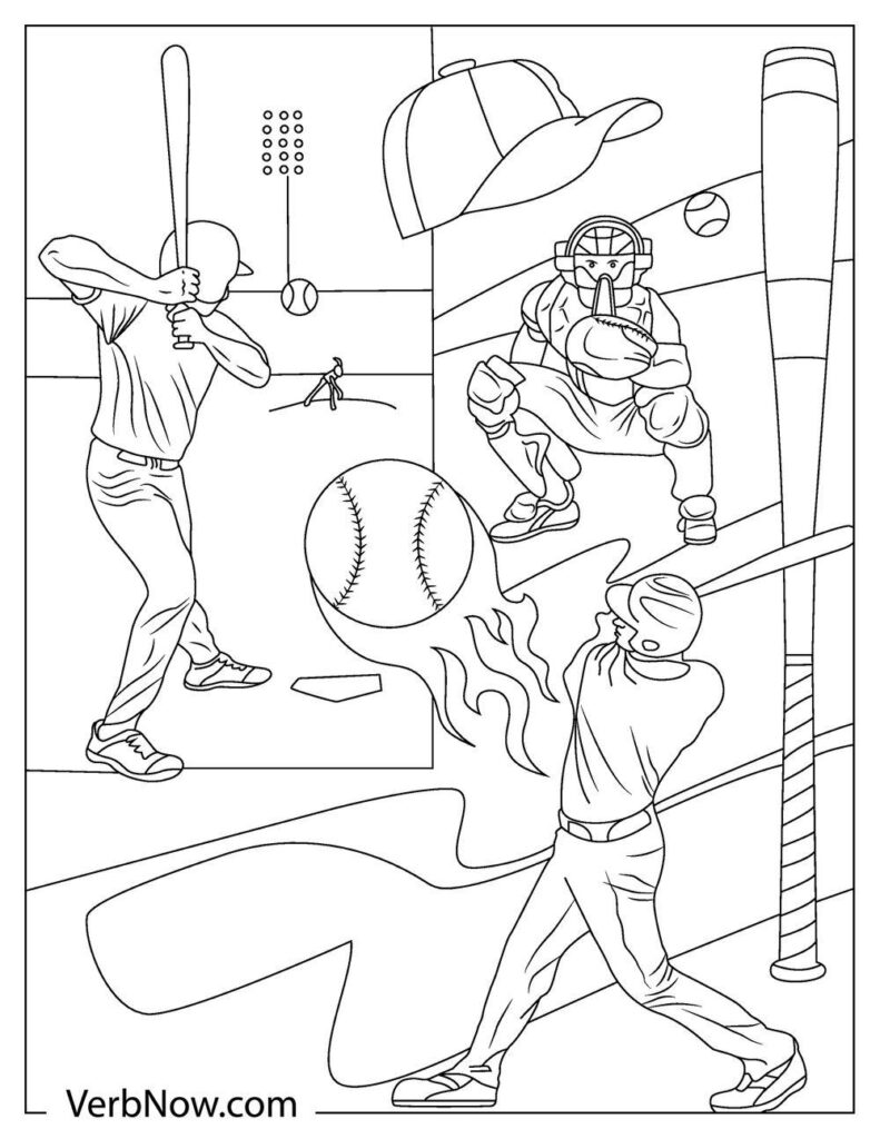 Sporty Baseball Coloring Pages Printable 28