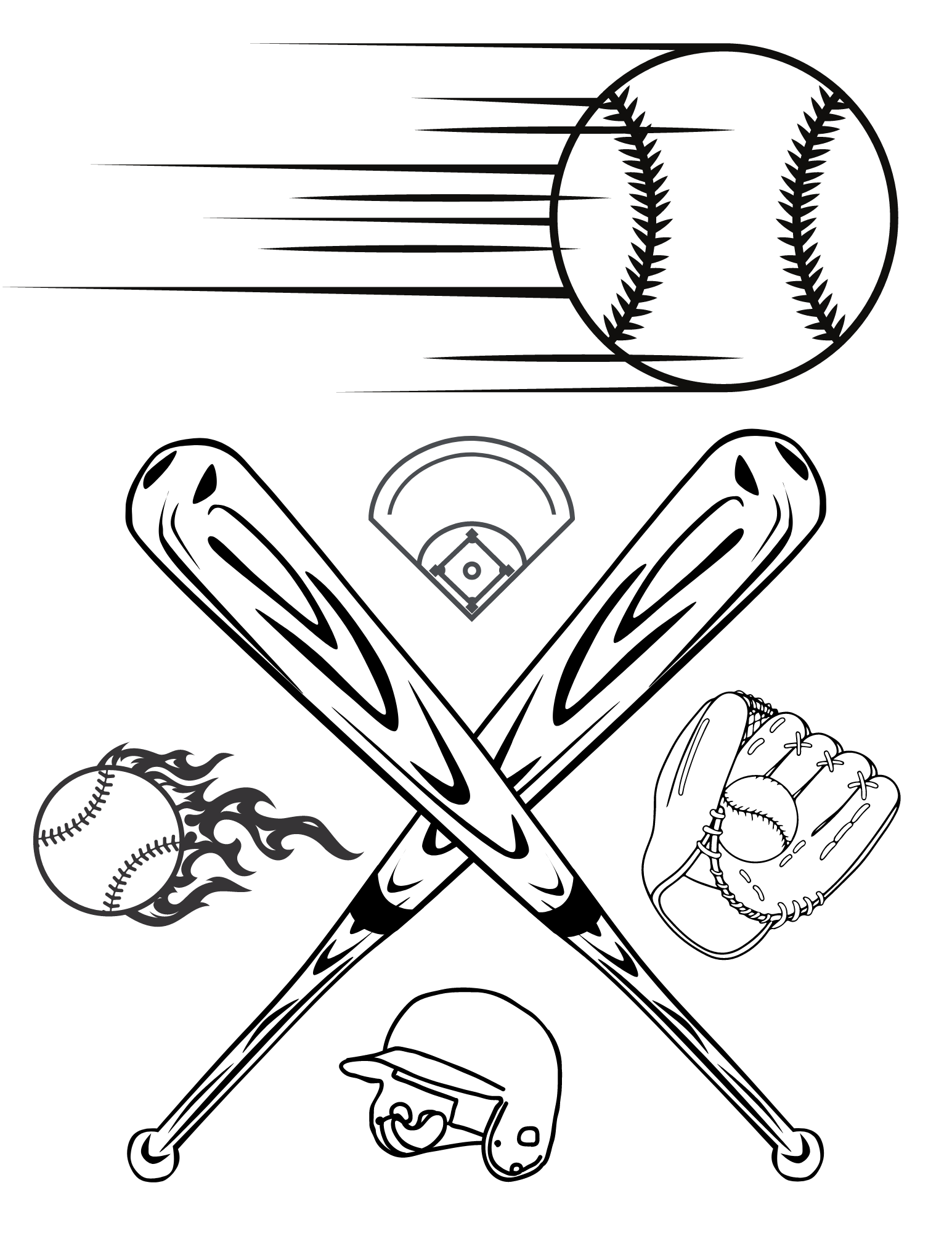 Sporty Baseball Coloring Pages Printable 34