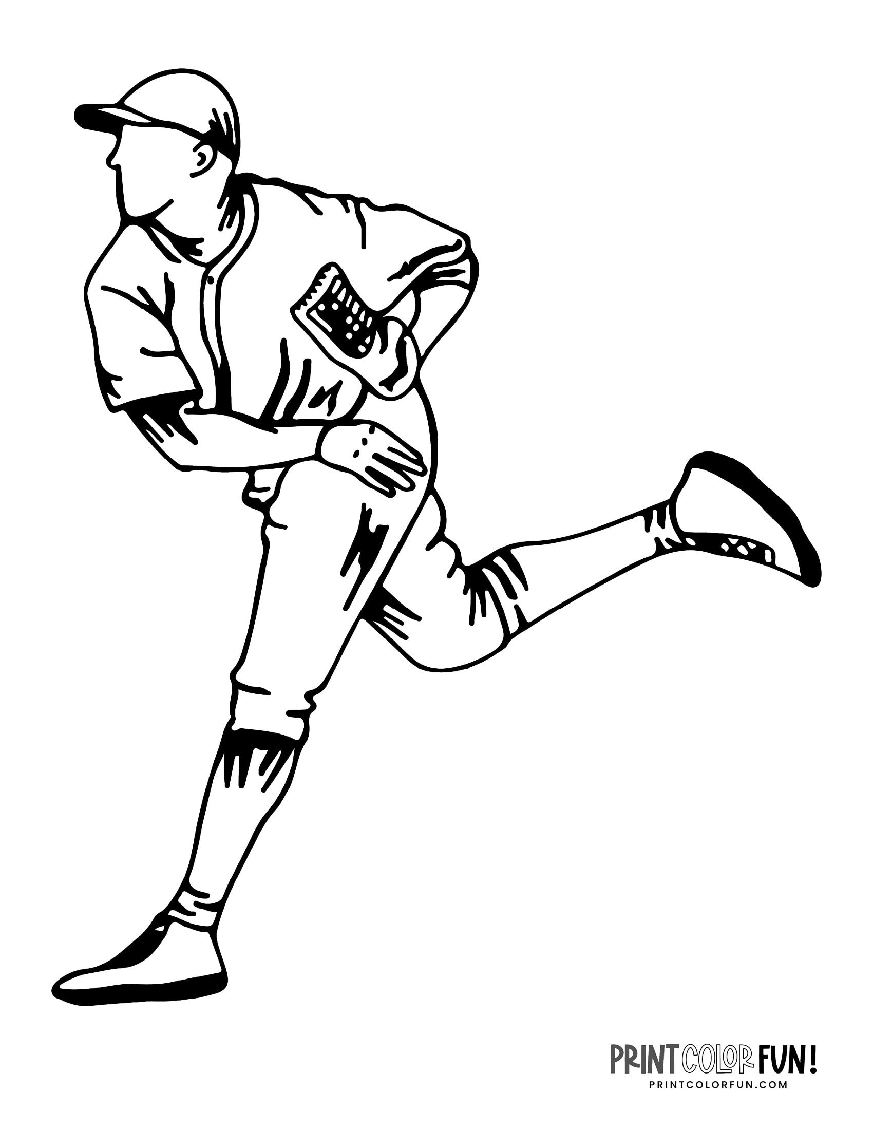 Sporty Baseball Coloring Pages Printable 4