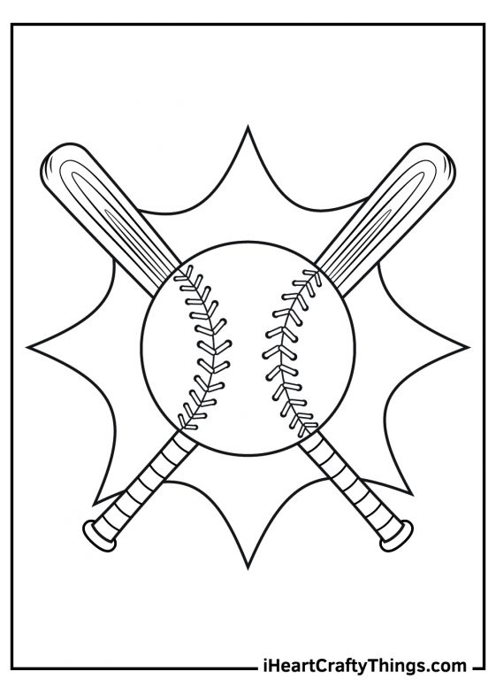 Sporty Baseball Coloring Pages Printable 8