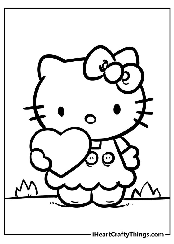 Sweet Hello Kitty Coloring Pages Printable 1