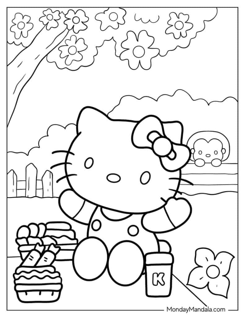 Sweet Hello Kitty Coloring Pages Printable 10