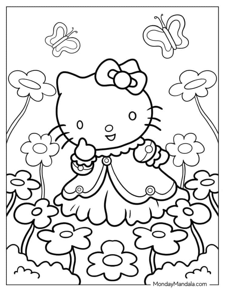 Sweet Hello Kitty Coloring Pages Printable 3