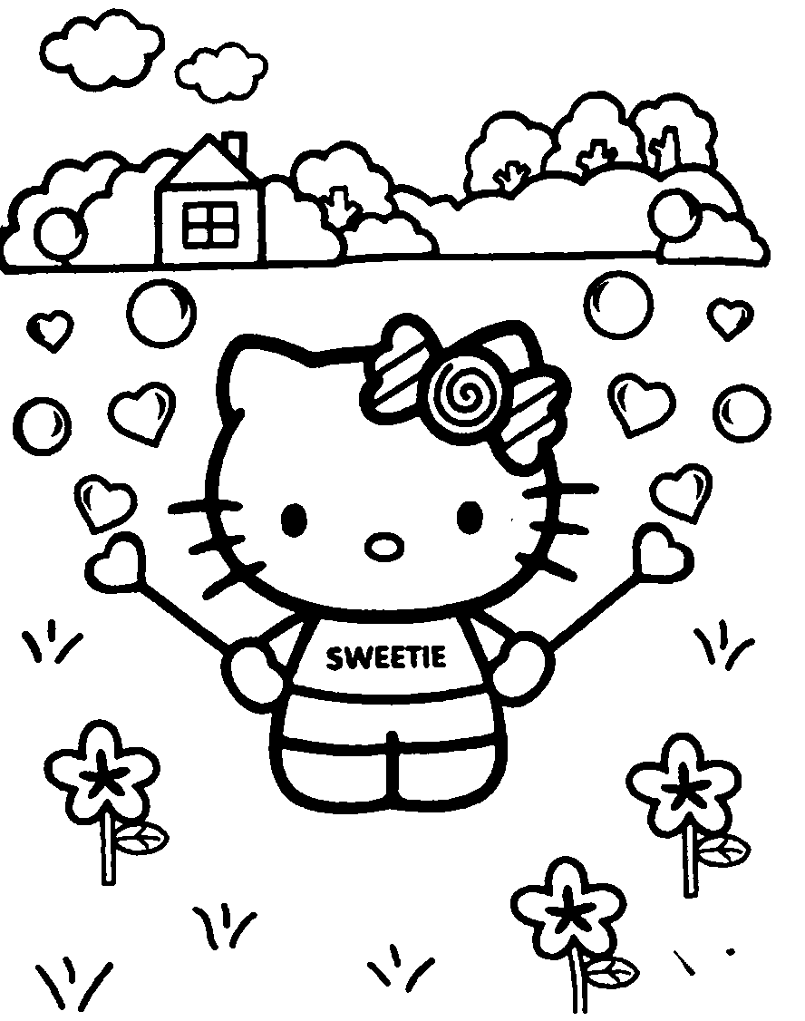 Sweet Hello Kitty Coloring Pages Printable 7