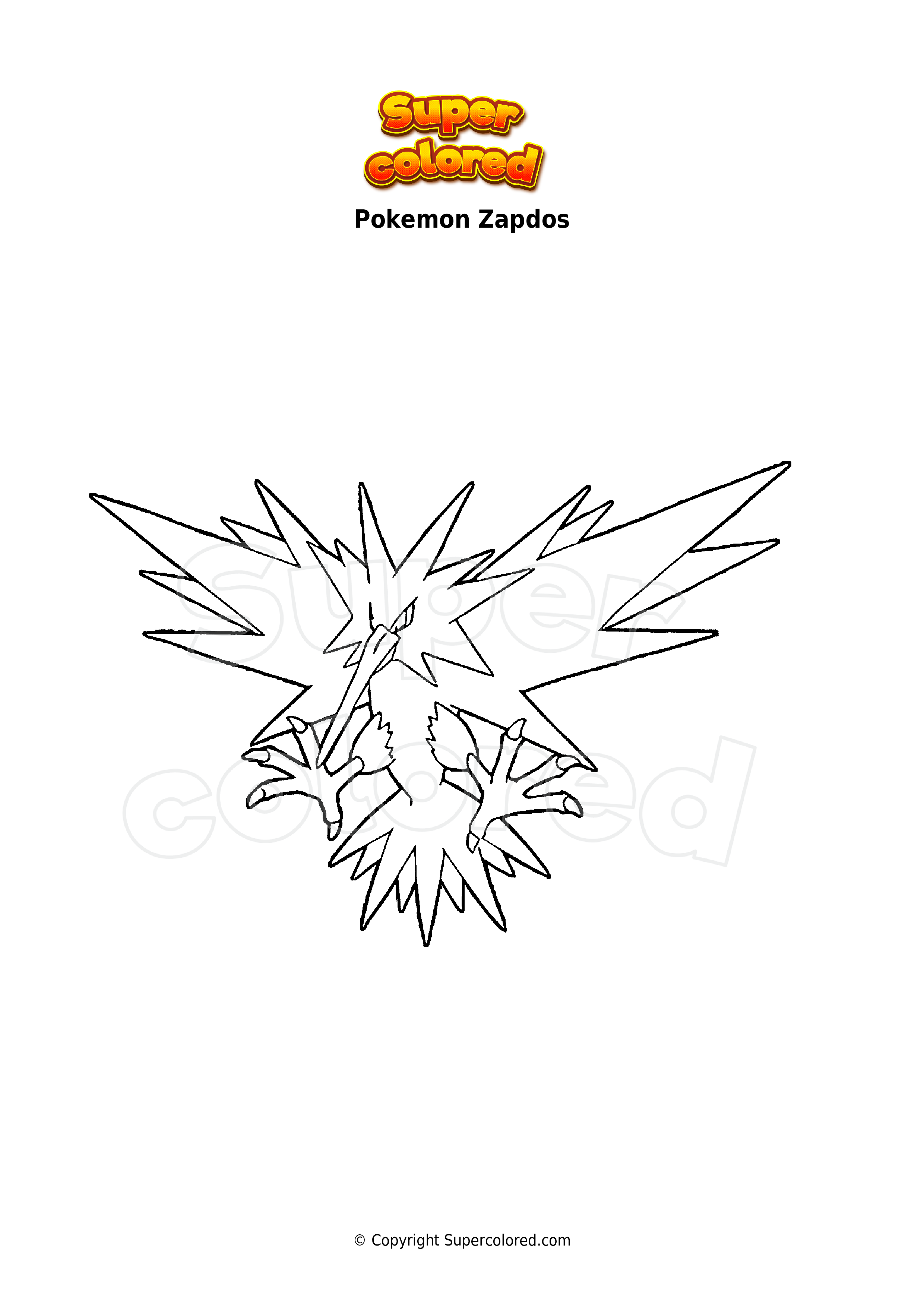 30 Legendary Zapdos Coloring Page Printable 26