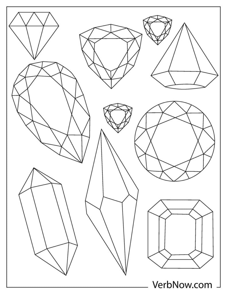 30 Sparkling Diamond Coloring Pages Printable 30