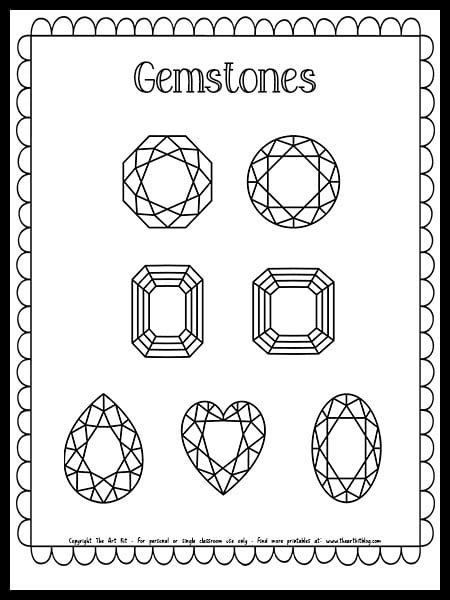 30 Sparkling Diamond Coloring Pages Printable 6