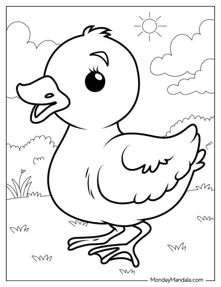 31 Cute Duck Coloring Pages Printable 1