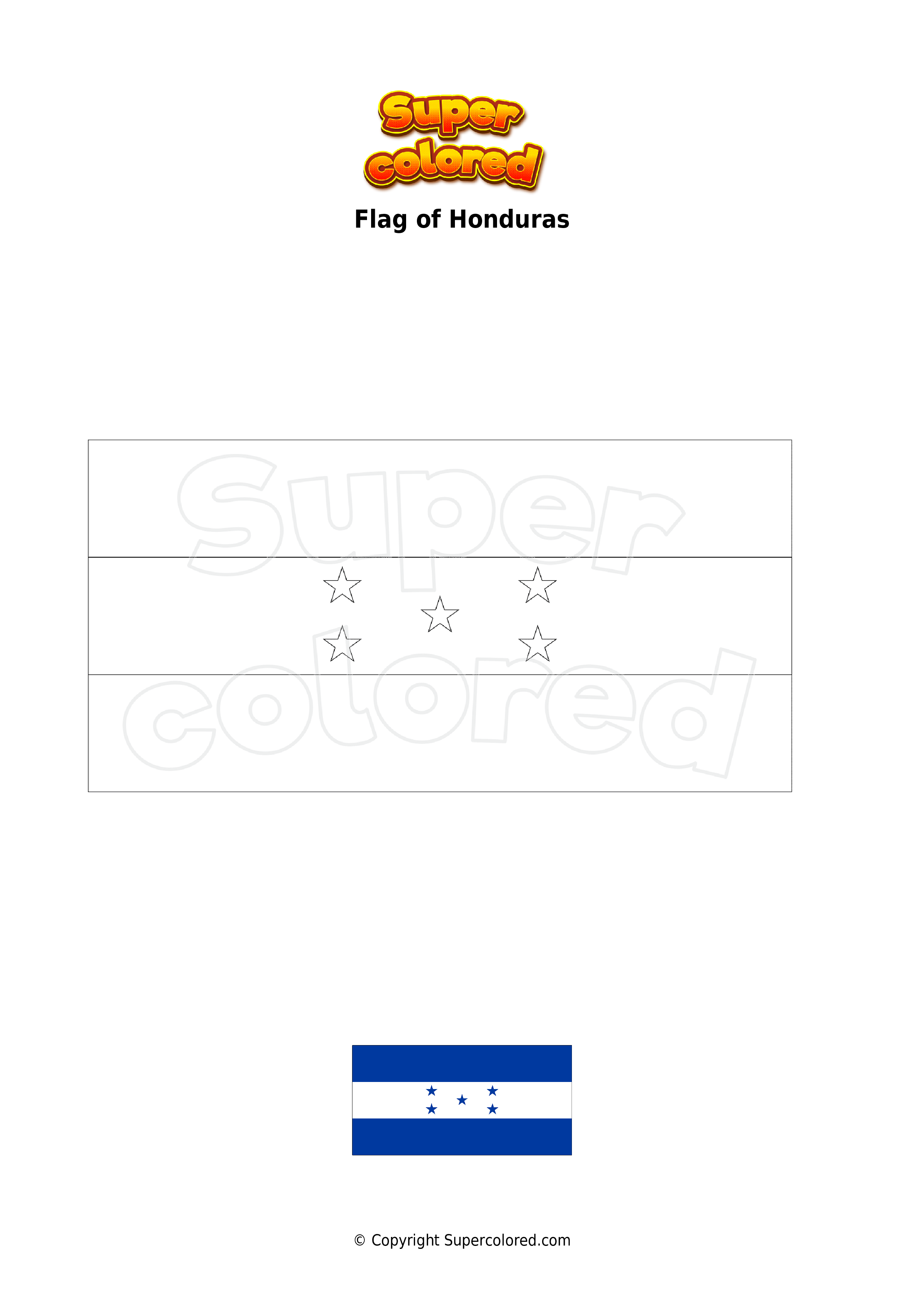 31 Patriotic Honduras Flag Coloring Page Printable 1