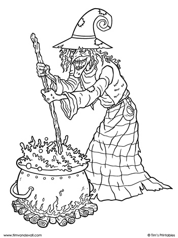 31 Spooky Witch Coloring Pages Printable 3