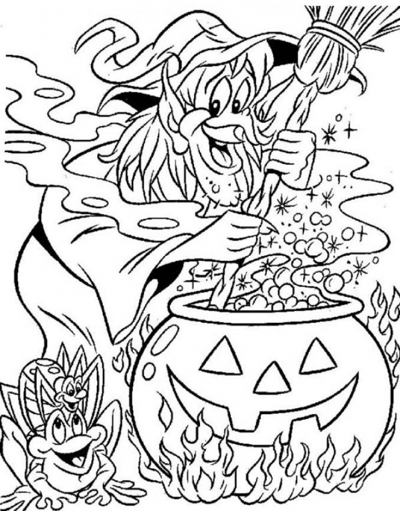 31 Spooky Witch Coloring Pages Printable 7