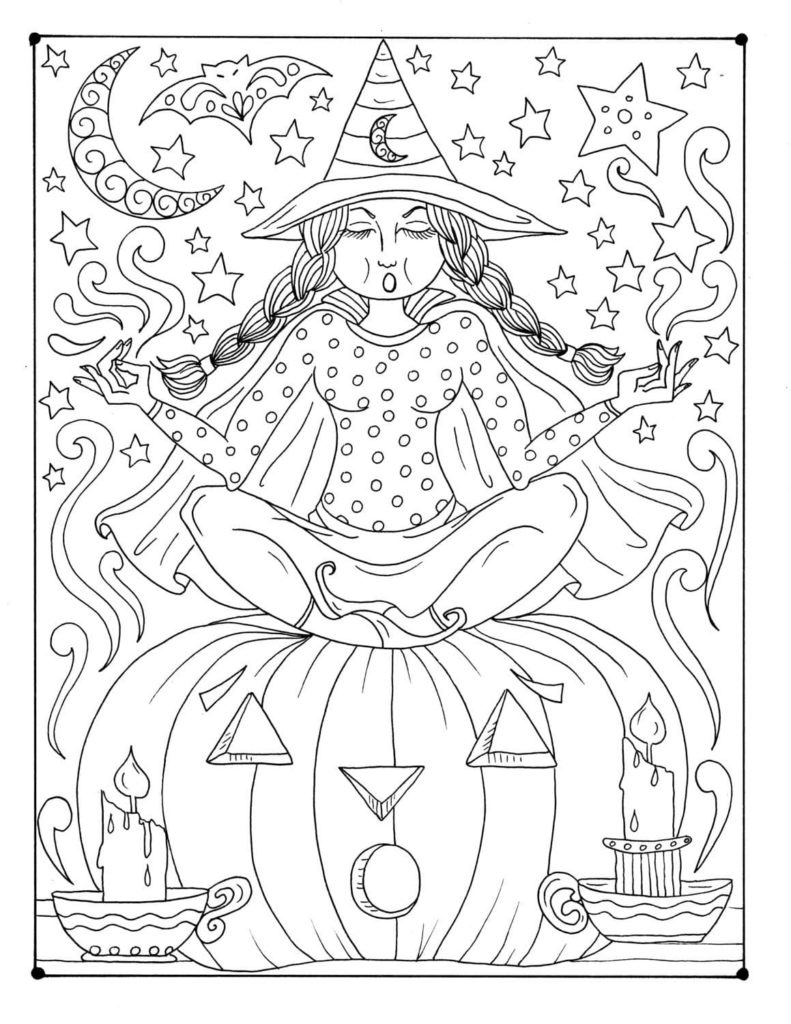 31 Spooky Witch Coloring Pages Printable 8