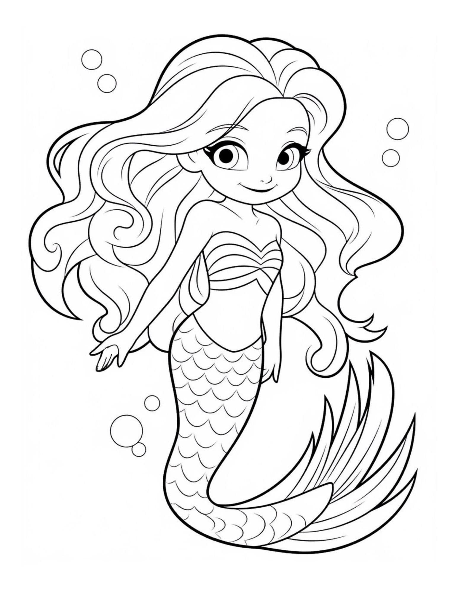 32 Easy Mermaid Coloring Pages for Kids Printable 1