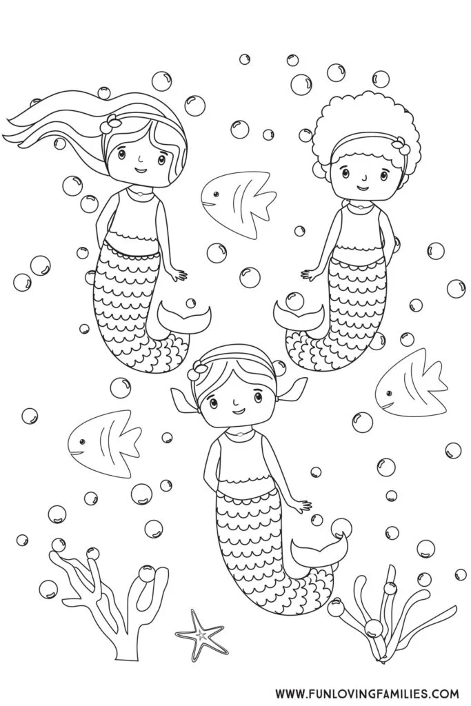 32 Easy Mermaid Coloring Pages for Kids Printable 11