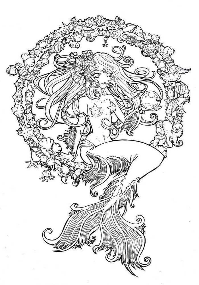 32 Easy Mermaid Coloring Pages for Kids Printable 18