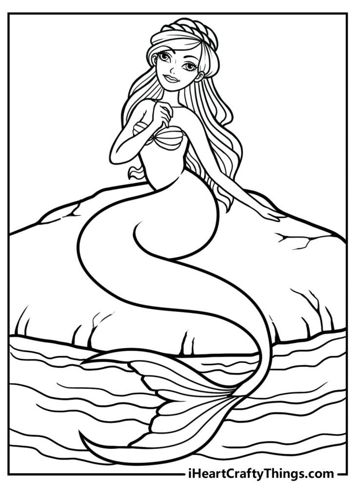 32 Easy Mermaid Coloring Pages for Kids Printable 25