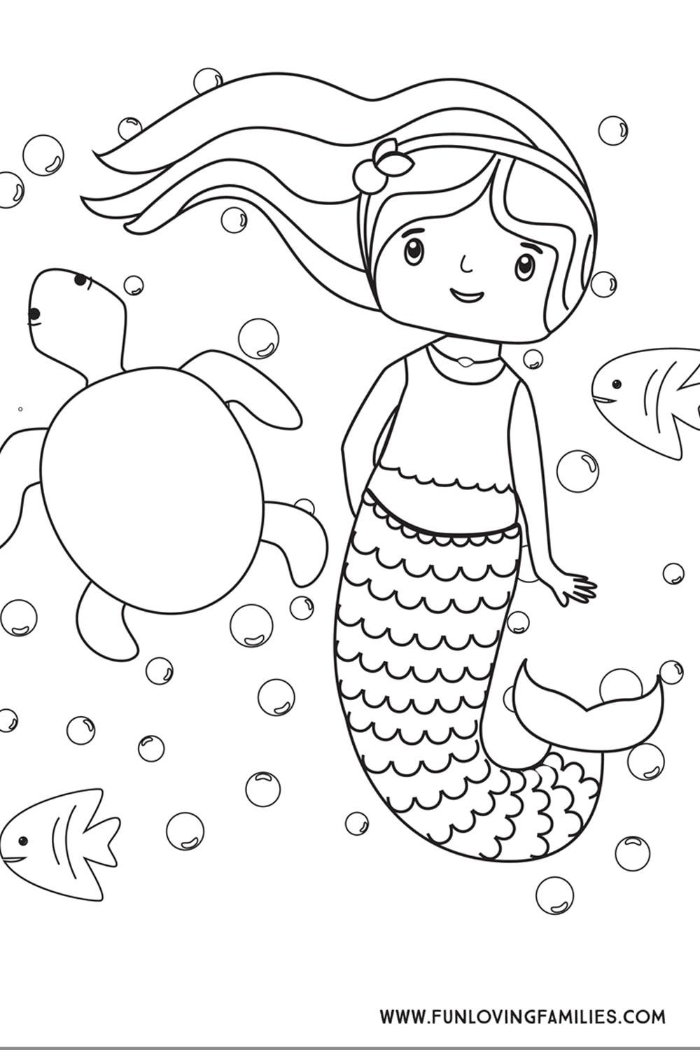 32 Easy Mermaid Coloring Pages for Kids Printable 26