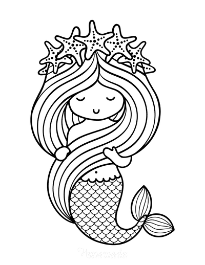 32 Easy Mermaid Coloring Pages for Kids Printable 27