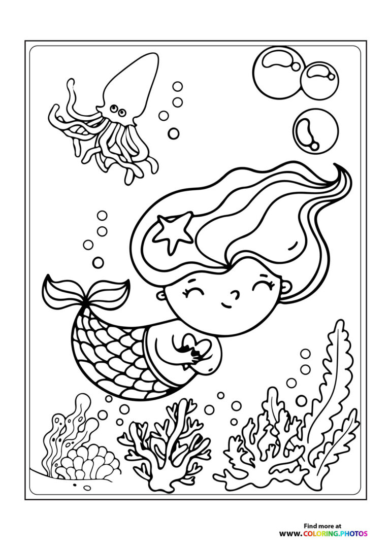 32 Easy Mermaid Coloring Pages for Kids Printable 30