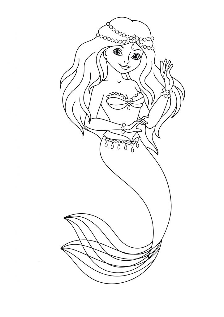 32 Easy Mermaid Coloring Pages for Kids Printable 4