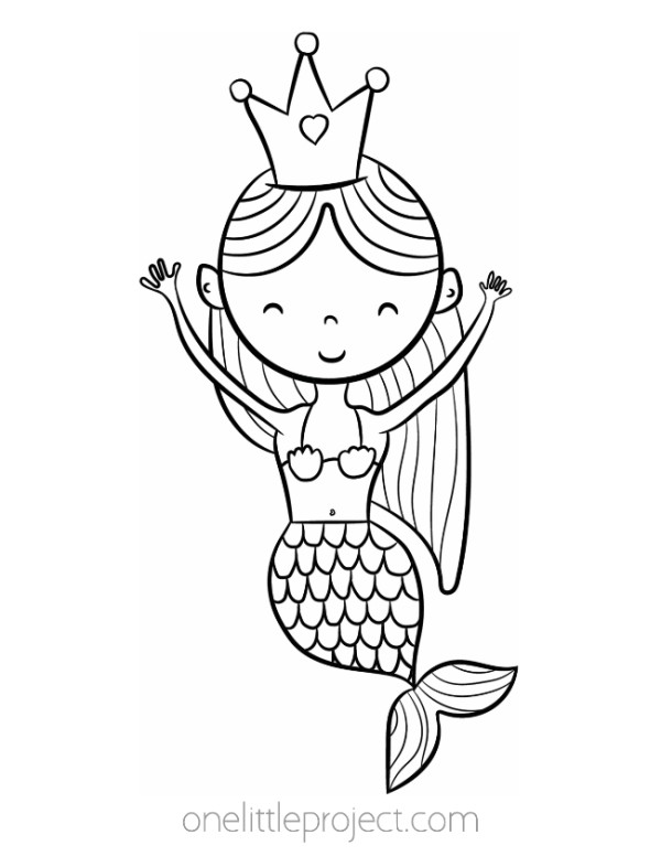 32 Easy Mermaid Coloring Pages for Kids Printable 5