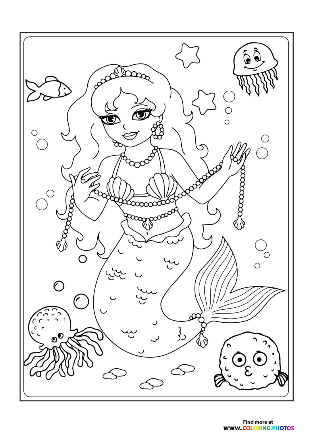 32 Easy Mermaid Coloring Pages for Kids Printable 7