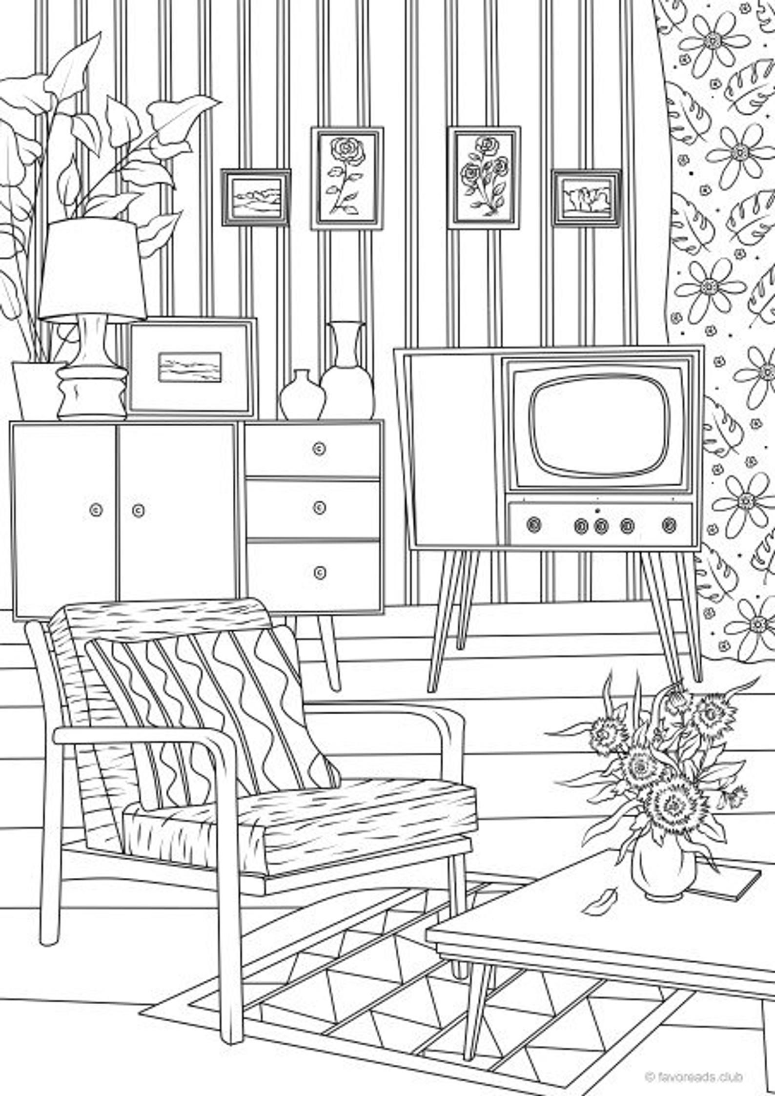 32 Retro Television Coloring Pages Printable 8