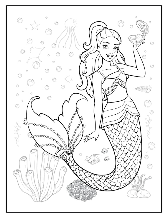 33 Adorable Barbie Mermaid Coloring Pages Free Printable 10