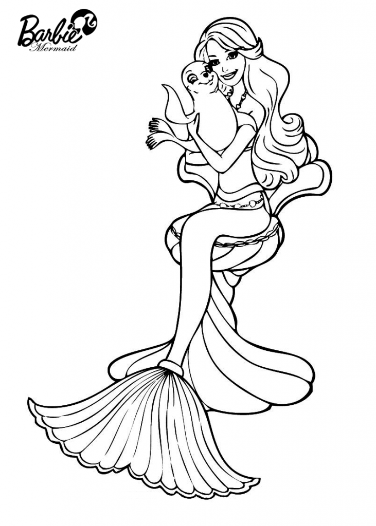 33 Adorable Barbie Mermaid Coloring Pages Free Printable 2