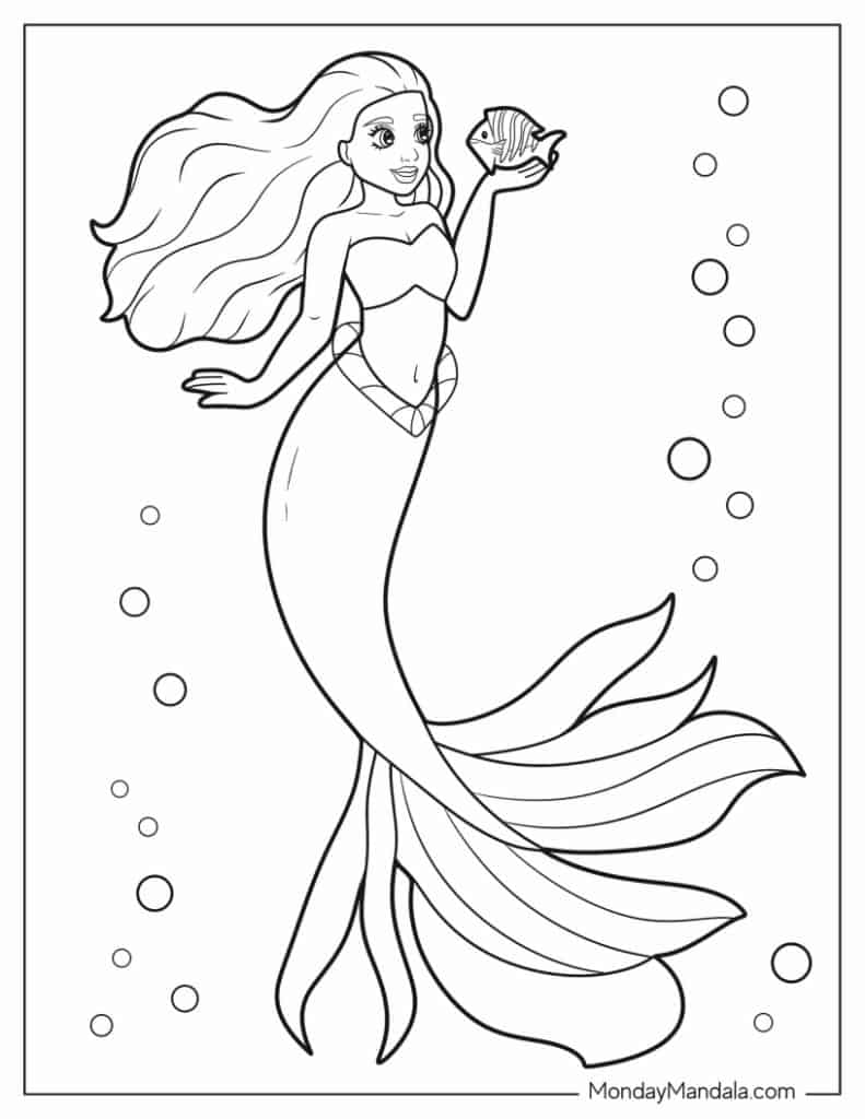 33 Adorable Barbie Mermaid Coloring Pages Free Printable 22