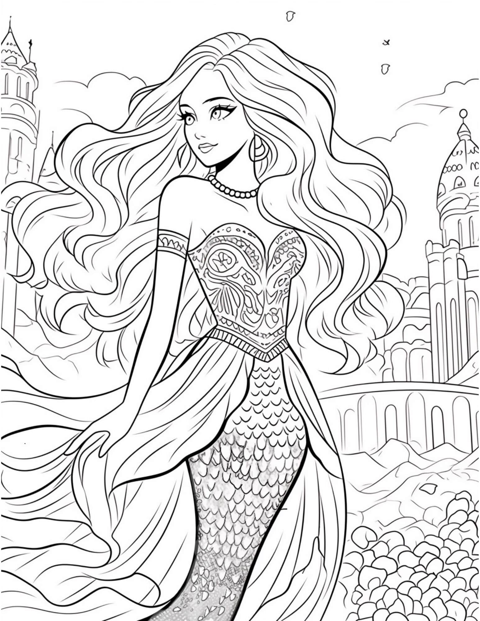 33 Adorable Barbie Mermaid Coloring Pages Free Printable 28