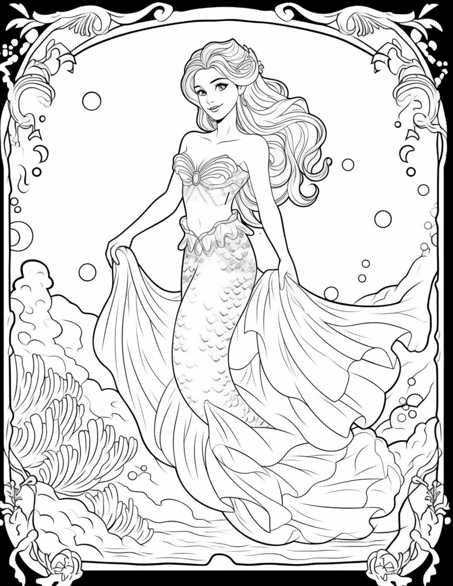 33 Adorable Barbie Mermaid Coloring Pages Free Printable 9