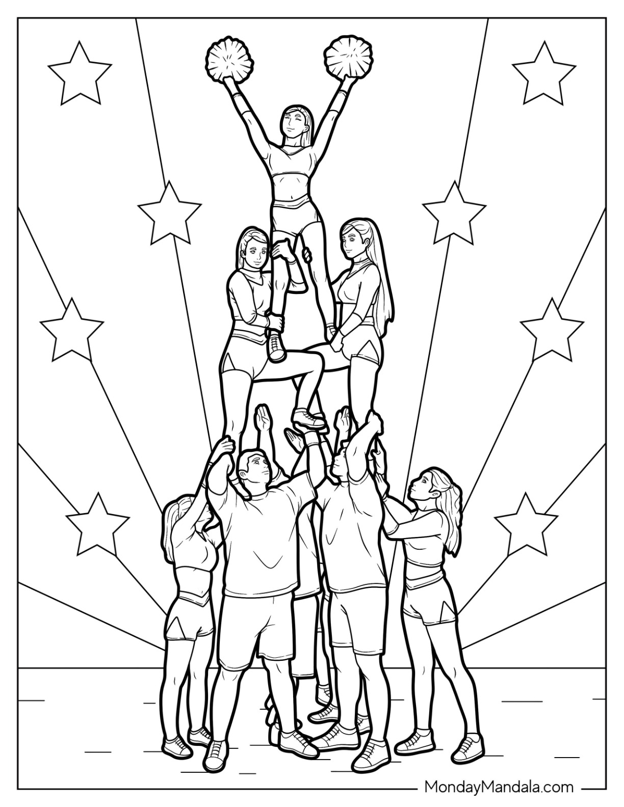 33 Cheerful Cheerleading Coloring Pages Printable 28