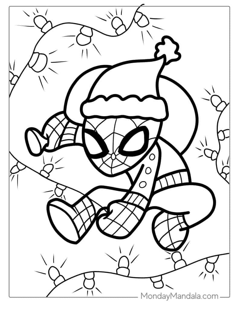 33 Christmas Spiderman Coloring Pages Printable 2