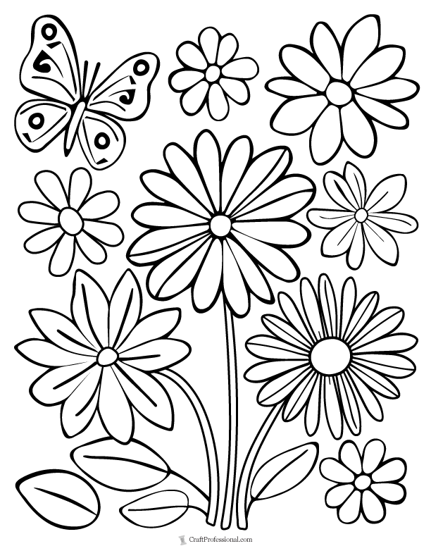 33 Flower Coloring Pages for Kids Printable 10