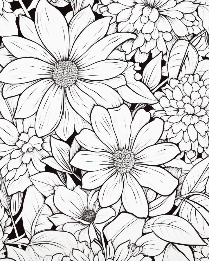 33 Flower Coloring Pages for Kids Printable 11