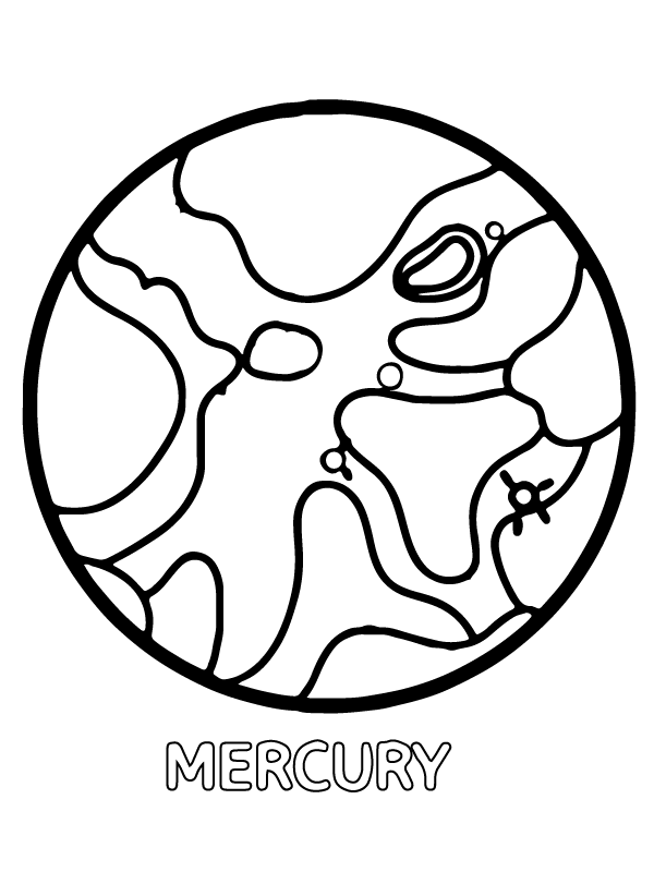 33 Solar System Planet: Mercury Coloring Page Printable 1